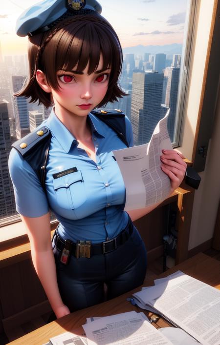 50991-3505507747-soft lighting, 3d, realistic, wide view from above, dark office room, window, nighttime, city street background, police uniform,.png
